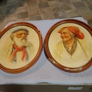 Charming Portrait Plates with Wooden Frames